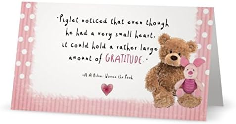 Smiling Wisdom - Piglet Gratitude Quote Mini Greeting Card and Heart Keychain Gift Set - Friend Teacher Woman - Gold...