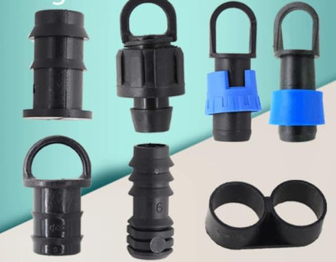 50PCS Irrigation Fittings Kit for 3/4 Inch Tubing with Tees,90-Degree Elbows, Couplings, 8 Letter End Cap Plugs and End Plug Barbed Connectors for...
