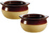 French Soup Crock Bowl, 12 oz, Set of 2 (2 Bowls, Brown and Ivory)...