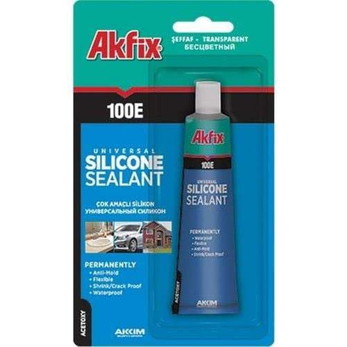 Akfix 100E RTV Tube Silicone Caulk Clear (1x2.7 fl.oz.) - 100% Silicone Sealant Waterproof for Kitchen and Bathroom, Shower, Toilet, Sink, Window ...