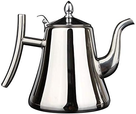 1L/1.5L Stainless Steel Water Kettle TeaPot Thicker With Filter Hotel Tea Pot Coffee Pot Induction Cooker Tea Kettle Gold Silver (1.5L silver)...