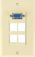 VGA + 4 port Keystone Wall Plate (Ivory)...