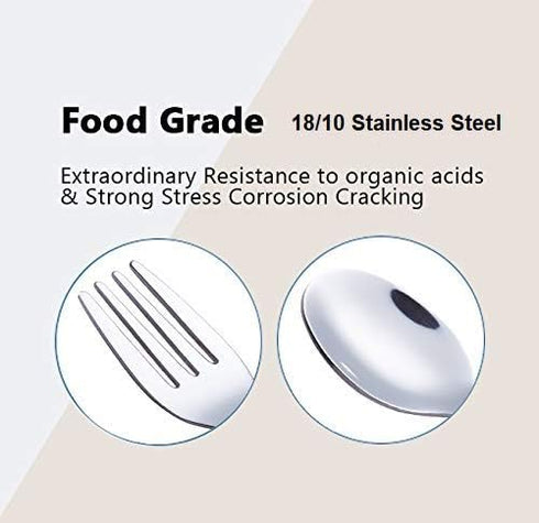 ANNOVA Kids Silverware 6 Pieces Stainless Steel Children's Flatware Set 3 x Forks, 3 x Dinner Spoons Plastic Handle, Toddler Utensils Without Kniv...