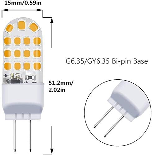 Lxcom Lighting 4W G6.35 LED Light Bulbs(5 Pack)- 110V Warm White 3000K T3/T4 JC Type LED Bulb G6.35/GY6.35 40W Halogen Bulb Equivalent for Desk La...