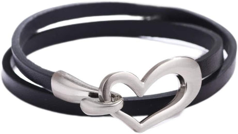 tenghong2021 Heart Leather Bracelet for Women Wrap Stackable Bracelet Love Punk Cuff Handmade Jewelry Valentine's Day Gift...