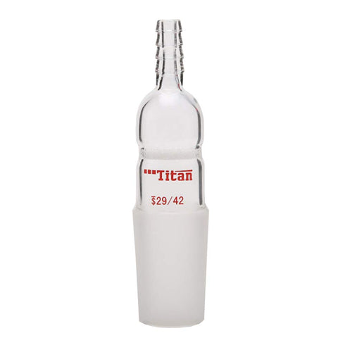 Glass Straight Inlet Adapter with G1 Fritted Disc, 29/42 Joint & Hose Connection, 97mm Height, Lab Supplies...