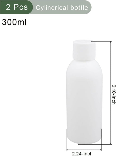 YOKIVE 2 Pcs Plastic Reagent Bottle, Cylindrical Container with Screw Cap Storage Liquids, Great for Laboratory Chemistry Use(White, 300ml)...