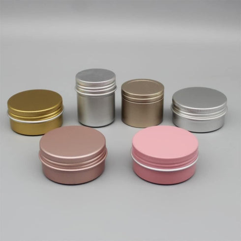 Othmro 12pcs 1oz Metal Round Tins Aluminum Tin Cans Containers with Screw Lid, 50 * 20mm(DxH) Red tin cans for Salve, Spices, Lip Balm, Tea or Can...