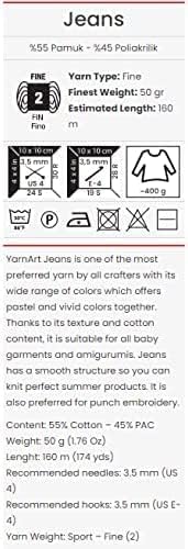 Yarn Art 55% Cotton 45% Acrylic YarnArt Jeans Sport Yarn 1 Skein/Ball 50 gr 174 yds (71)......