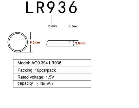 Cotchear AG9 LR936 Battery 10Count 1.5V G9 LR936 194 L936 Button Batteries for Watch Toys Clock for Many Small Electronics...