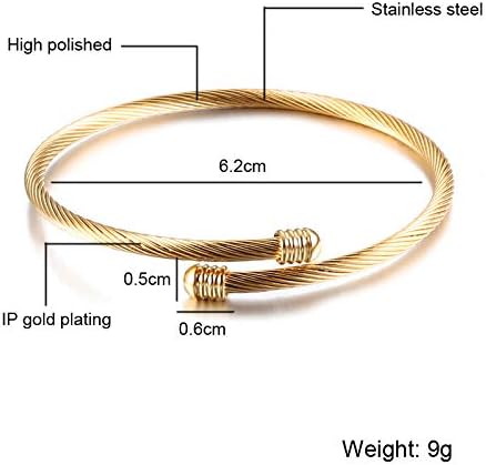 Jude Jewelers Stainless Steel Cable Wire Open Cuff Adjustable Size Bangle Bracelet...