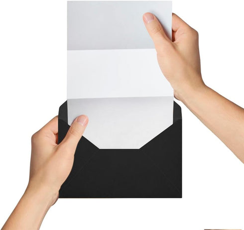 50 Packs of A7 Envelopes for Invitation, Black 5x7 Envelopes with V Flap, Great for Graduation, Invitation, Baby Shower, Wedding and RSVP Cards (B...