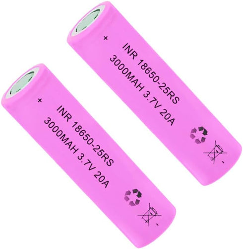3.7 Volt 2 Packs Flat Top Rechargeable Batteries 3000mAh for Flashlights, Headlamps, Doorbells, RC Cars (Pink)...