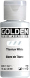 Fluid Acrylics by GOLDEN, Titanium White, 1 fl. oz. Bottle, Professional Acrylic Paint, Semi-Opaque...