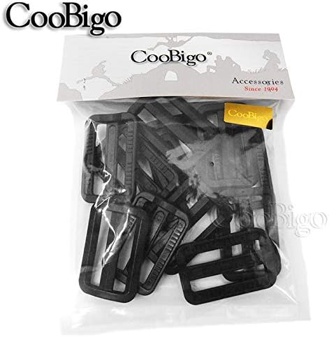 CooBigo 12 Pack Plastic Buckles for Straps 1-1/2 Inch Tri-Glide Slide, Plastic Slide Clip Heavy Duty Adjustable Webbing Tri-glides Slider Buckle f...