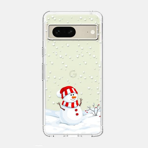Blingy's for Google Pixel 7 Pro Case, Cute Winter Snowman Style with Snowflake Pattern Holiday Christmas Design Transparent Soft TPU Protective Cl...