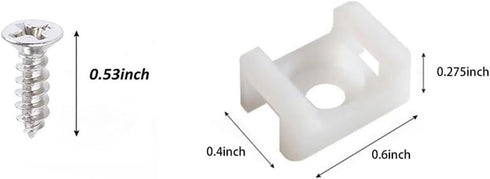 60 Set White Cable Zip Tie Mounts Kit,Wire Cable Clips Organizer Holders Clamps?Cable Zip Tie Saddle Type Mounts Base with 8" Cable Ties and Tappi...