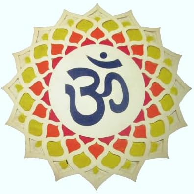 Aditri Creation DIY MDF Readymade Round Om Design Rangoli Mat Easy to Use Rangoli Template Easy to Fill Wooden MDF Rangoli Boards for Indian Tradi...