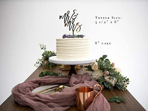 LS Designs Mr & Mrs Cake Topper - Gold Acrylic, 5.5 Inches x 8 Inches - Wedding Occasion...