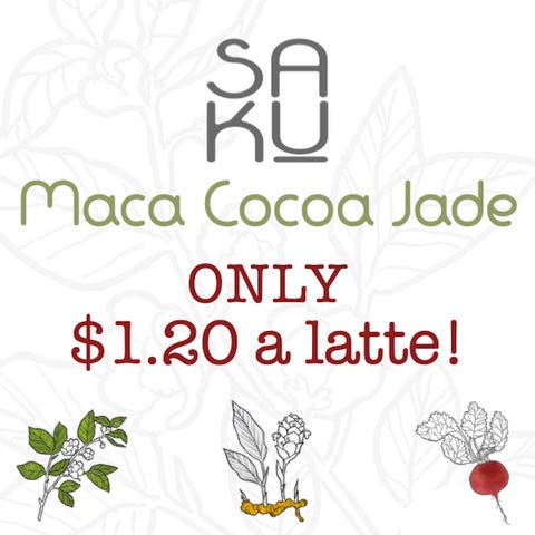 SAKU Tea, Maca Cocoa Jade Matcha Latte Blend, Super Food Latte, 2.1 oz Bag...