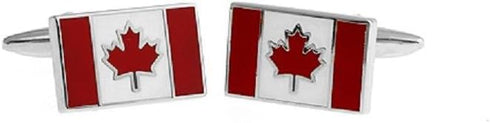 Canada Flag Pair of Cufflinks in a Presentation Gift Box & Polishing Cloth...