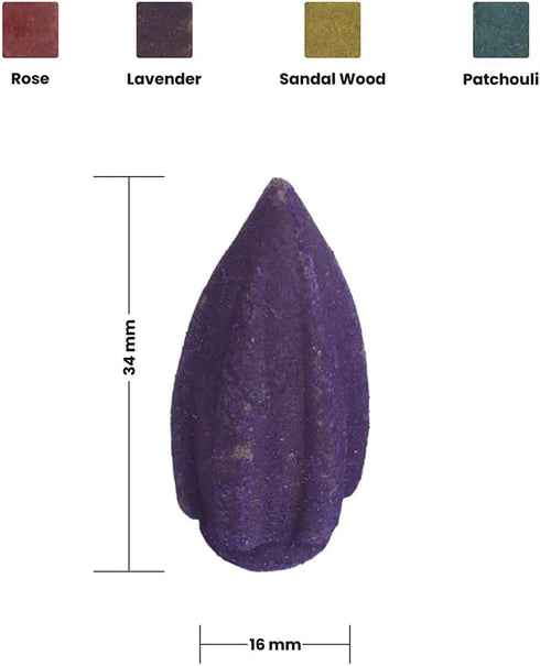 Aakriti Incense Cones Natural Handwork Backflow Waterfall Incense Rose, Sandalwood, Patchouli & Lavender Fragrance, Backflow Incense Cones for Med...