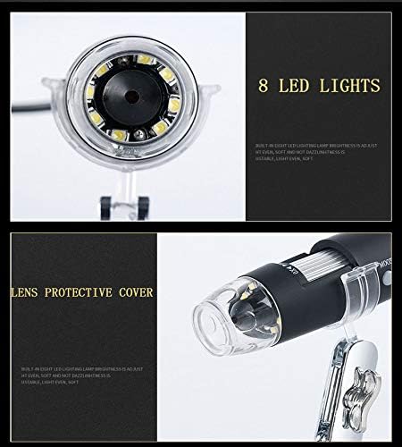 Meichoon 1600X Digital Flexible Microscope Electronic Handheld Mini USB Microscope Magnification Camera with 8 LED HD Lights,Compatible with Windo...