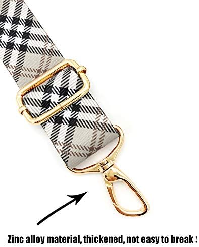 Wide Shoulder Strap Personalized Print Adjustable Replacement Belt Crossbody Canvas Bag Handbag-Scottish plaid, Yellow, Large...