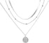 Layered Lotus Pendant Necklaces Silver Bead Choker Necklace Chain Adjustable Jewelry for Women...