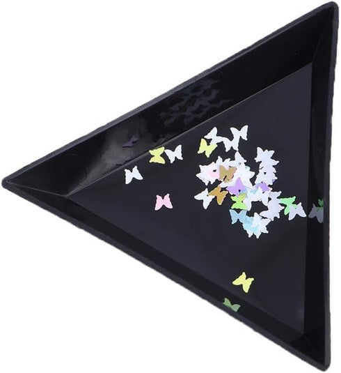 10Pcs/Set Black Plastic Triangle Tray, Nail Art Rhinestones Gems Crystal Tray, Beads Sorting Tray, Sorting Storage Plates Art Tray for Craft and D...