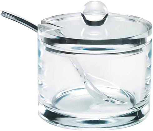 J&M DESIGN Clear Acrylic Sugar Bowl With Lid And Spoon For Coffee Bar Accessories, Cereal Bowls, Tea, Kitchen Countertop Canisters & Baking - 8 oz...