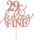Glitter Rose Gold 29&Feeling Fine Cake Topper -Cheers to 29 Years Cake Topper -Anniversary or Vow Renewal Decoration Ideas...