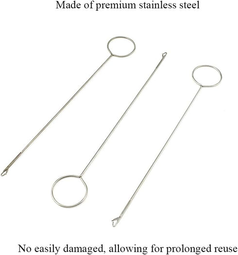 HAHIYO 3Pcs 6.9inches Stainless Steel Drawstring Threader Sewing Loop Turner Hook with Latch Sewing Needle Inserter Threader Needle for Drawstring...