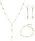 Pearl Jewelry Set for Women Brides Wedding Faux Pearl Necklace Bracelet Earrings Set Simulated Pearl Set Adjustable Y-shaped Pearl Necklaces Daint...