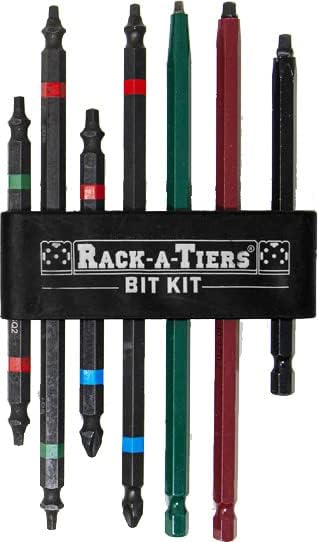 Rack-A-Tiers Rough-in Bit Kit - 7 pcs Driver Bit Set, Electrical Bits, Double Ended Impact Bits, Electrician Drill Bit Kit, Electrical Rough-in Im...