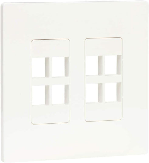 Tripp Lite 8-Port Universal Keystone Double-Gang Wall Plate, 2-Gang Faceplate, Adaptable, TAA, White (N080-208)...