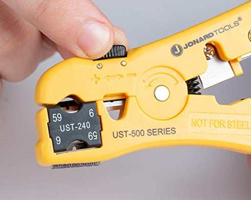 Jonard Tools UST-540 Universal Cable Stripping Tool with Cable Stop for Coax, Network, and Telephone Cables...