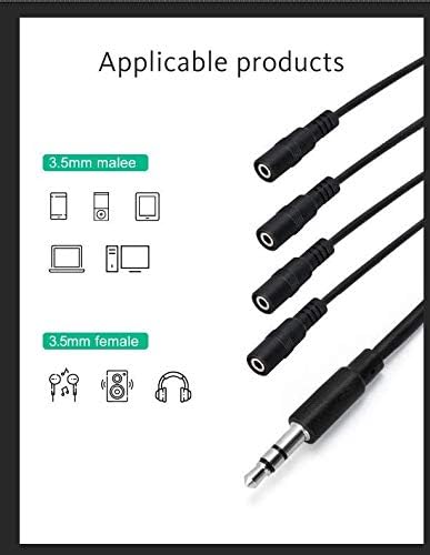 3.5mm Headphone Splitter Cable,ONXE 1/8 Inch AUX Stereo Jack Audio Splitter 1 Male to 2 3 4 Female Adapter Cable for Mp3 Player Mobile Phone Lapto...