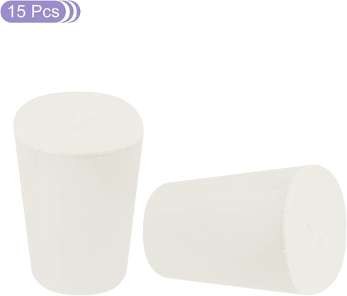 MECCANIXITY Rubber Tapered Plug 15mm to 21mm Solid Test Tubes Bungs Stopper White for Lab Home 15 Pieces...