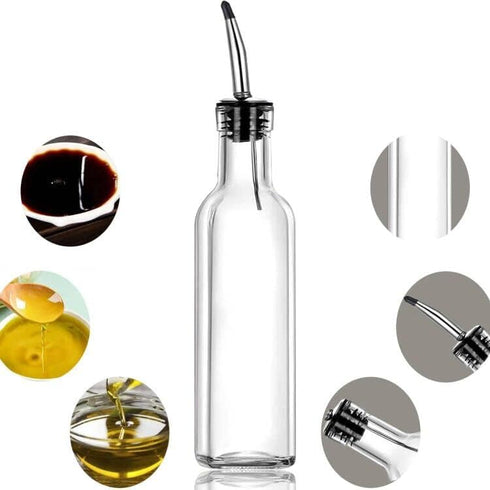DLD16oz Glass Olive Oil Bottle Dispenser - Oil and Vinegar Cruet with Pourers and Funnel - Olive Oil Carafe Decanter for Kitchen- 473ml...