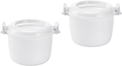 Microwave Rice Cooker Rice Steamer:2pcs Round Microwave Food Container Microwaveable Rice Pasta Cooker Microwave Rice Steamer for Rice Chicken Pas...