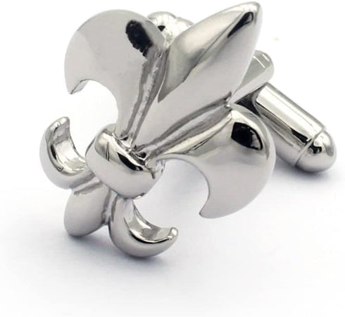 Fleur De Lis Cufflink and Tie Bar/Clip Set (Silver)...