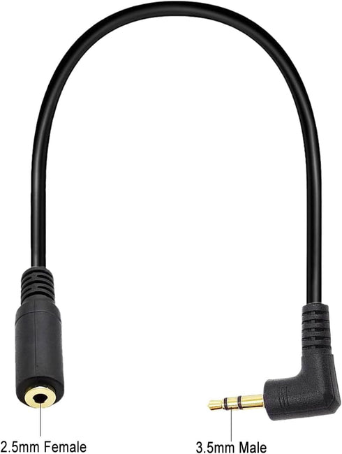 Seadream 2Pack 3.5mm Angle Male to 2.5mm Female Headset Audio Adapter Cable Extender Stereo Jack 8inch 3-Pole...