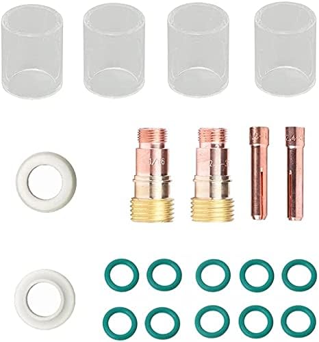 TIG Welding Torch Stubby Gas Lens Glass Cup Kit For WP-17/18/26 (20pcs#10)...