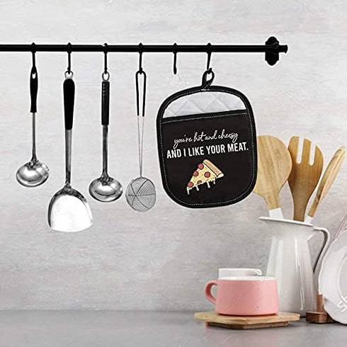 Pizza Lover Gift You’re Hot and Cheesy and I Like Your Meat Funny Oven Pot Holder with Pocket (Hot and Cheesy)...
