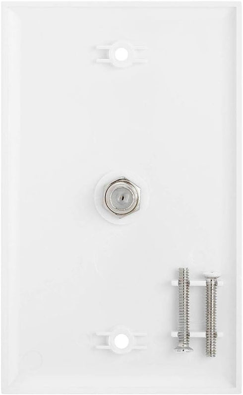 Cmple - Single F Connector Coaxial Cable Audio/Video Wall Plate, 1-Port TV Cable Wallplate 75 Ohm Plug Jack Ports Coax Wall Plate - White...
