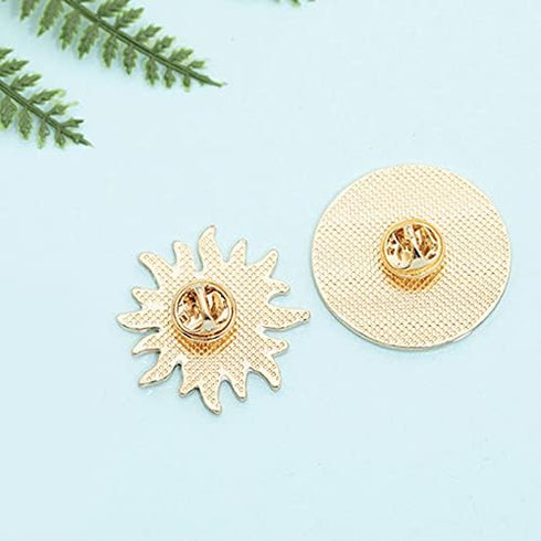 2Pcs Fashion Enamel Starry Sky Moon Brooch Pin and White Enamel Sun Brooch Pin Collar Badge Corsage Jewelry Women...