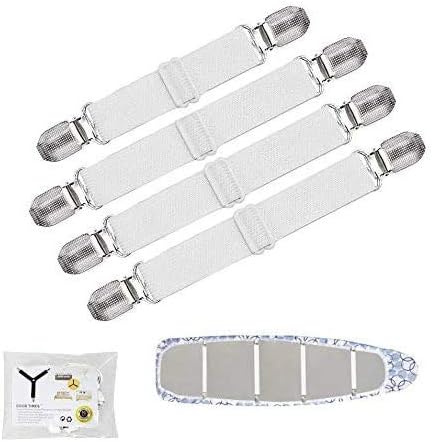 Goodtimes Ironing Board Cover Clips, Adjustable Ironing Board Pad Braces Fasteners Mini Suspenders - Keep Cover Flat and Secure Tention Clips...
