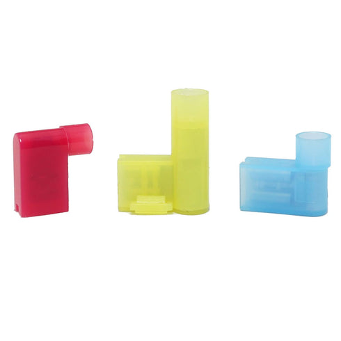60PCS Nylon Flag Spade Quick Disconnects Female Wire Connector 90 Degree Electrical Crimp Wire Terminals Right Angle Spade Connector Durable Termi...