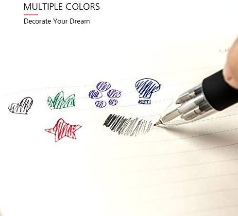 Baile 6 in 1 Multifunctional Ballpoint Pens 5 Colors 0.7 mm Ballpoint Pen and 0.5 mm Mechanical Pencil in One Pen, Pack of 5...